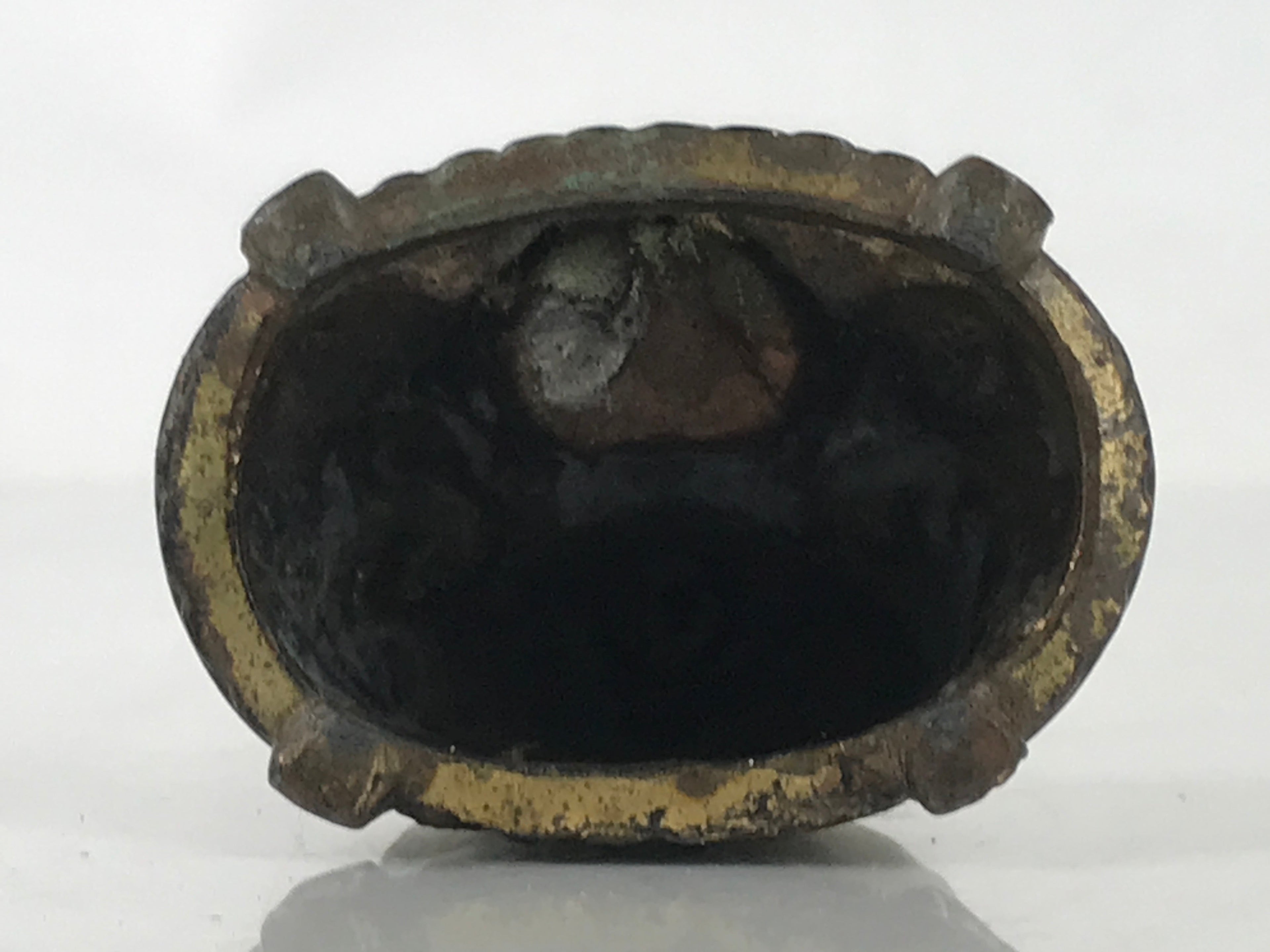 Japanese Buddhist Metal Statue Buddha Shaka Nyorai Altar Fiting Coin Brown BA550
