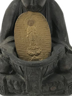 Japanese Buddhist Metal Statue Buddha Shaka Nyorai Altar Fiting Coin Brown BA550