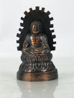 Japanese Buddhist Metal Statue Buddha Shaka Nyorai Nara Daibutsu Brown BA790