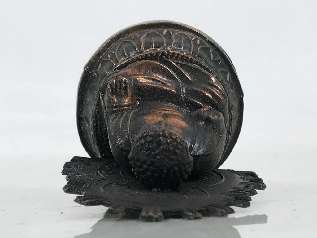 Japanese Buddhist Metal Statue Buddha Shaka Nyorai Nara Daibutsu Brown BA790