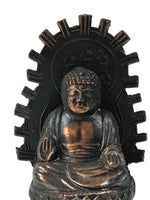 Japanese Buddhist Metal Statue Buddha Shaka Nyorai Nara Daibutsu Brown BA790