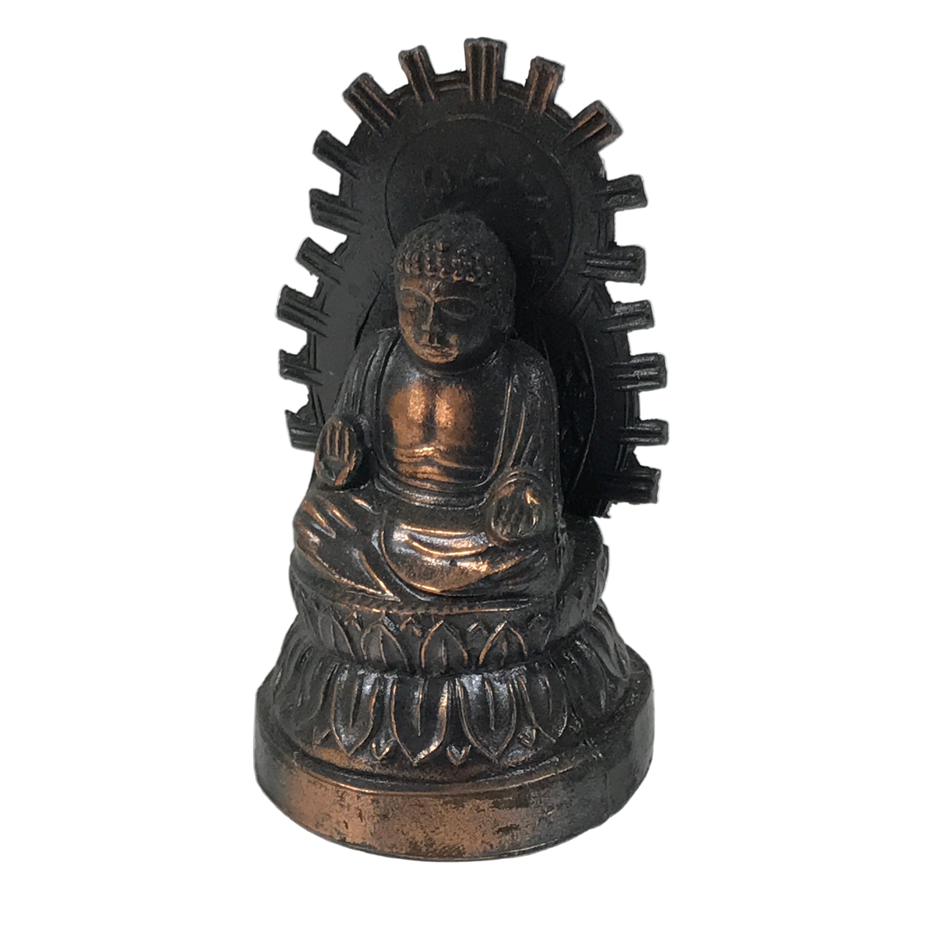 Japanese Buddhist Metal Statue Buddha Shaka Nyorai Nara Daibutsu Brown BA790