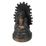 Japanese Buddhist Metal Statue Buddha Shaka Nyorai Nara Daibutsu Brown BA790