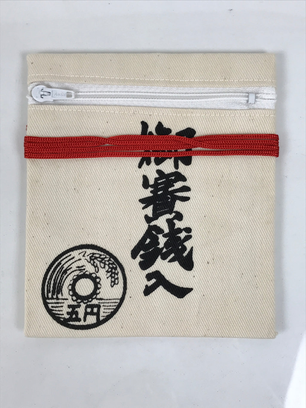 Japanese Buddhist Money Offering Bag Vtg Kukai Osaisen Pouch Fabric Beige BA849