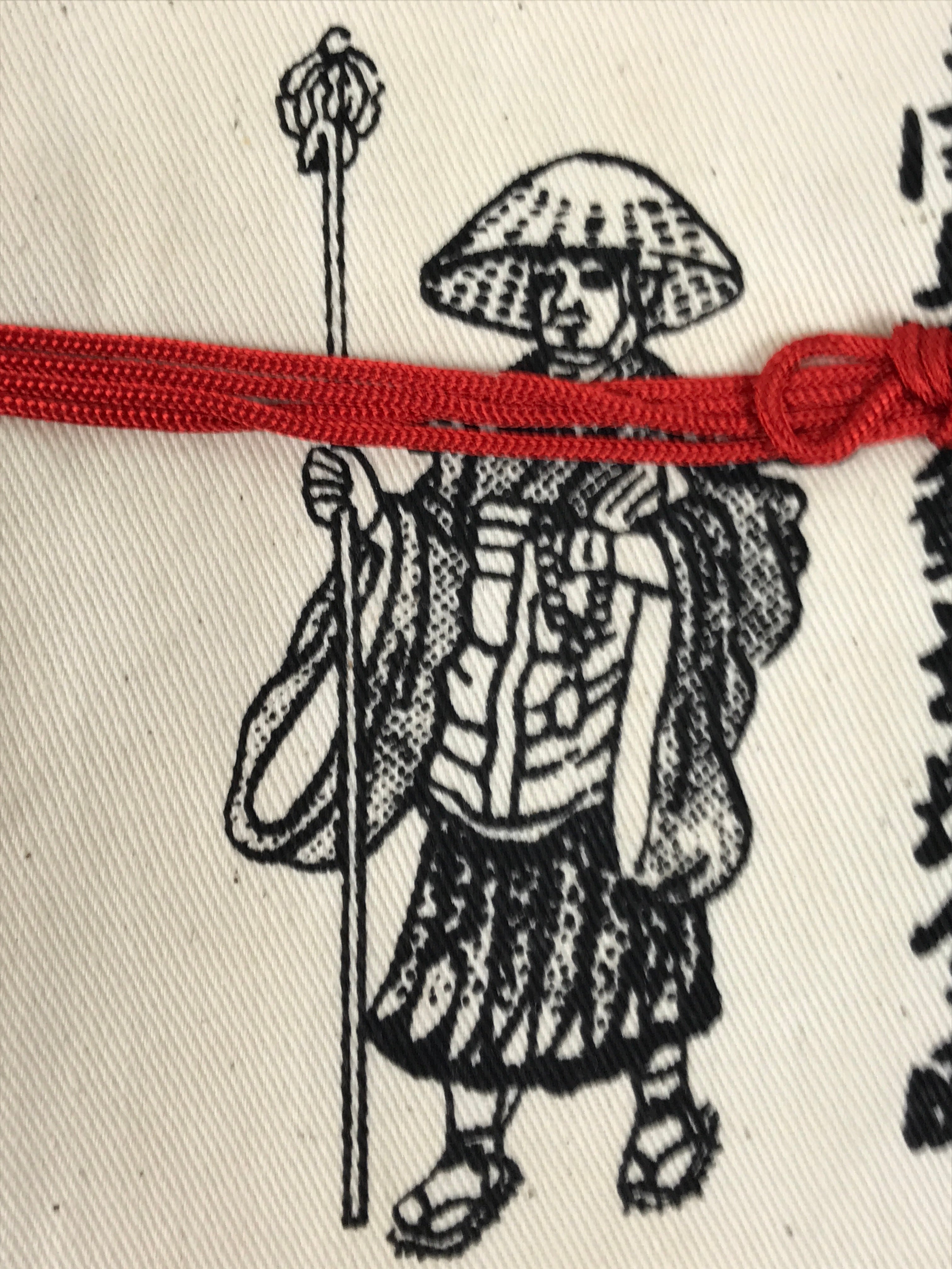 Japanese Buddhist Money Offering Bag Vtg Kukai Osaisen Pouch Fabric Beige BA849