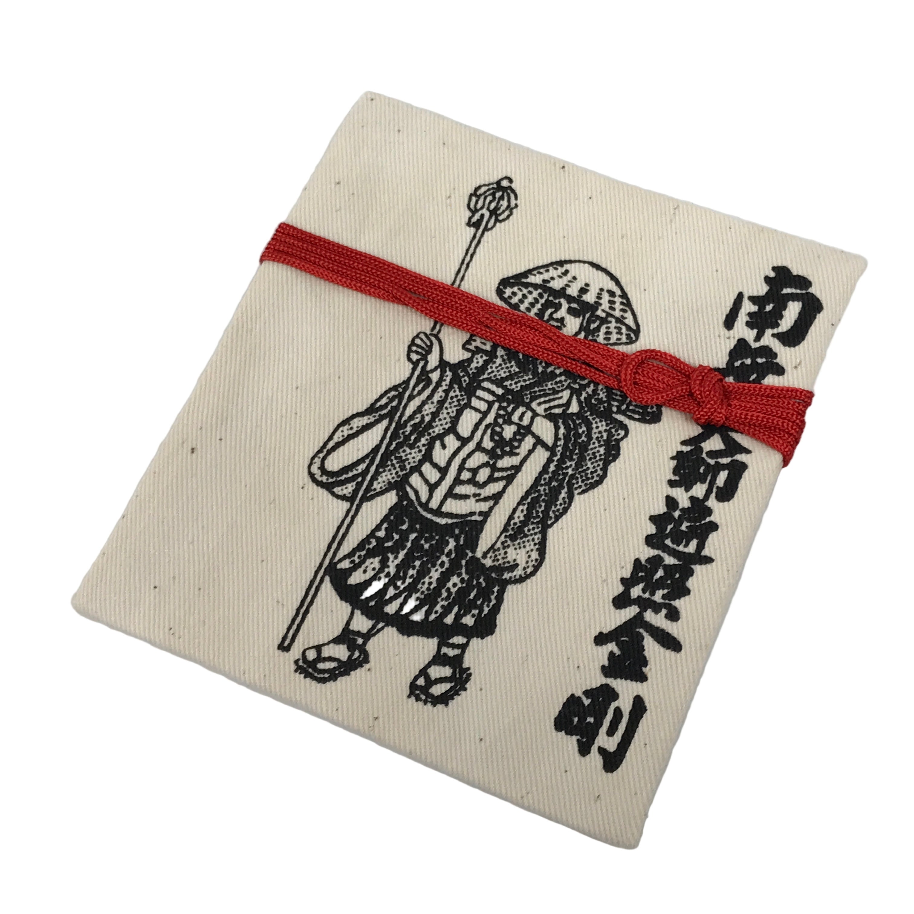 Japanese Buddhist Money Offering Bag Vtg Kukai Osaisen Pouch Fabric Beige BA849