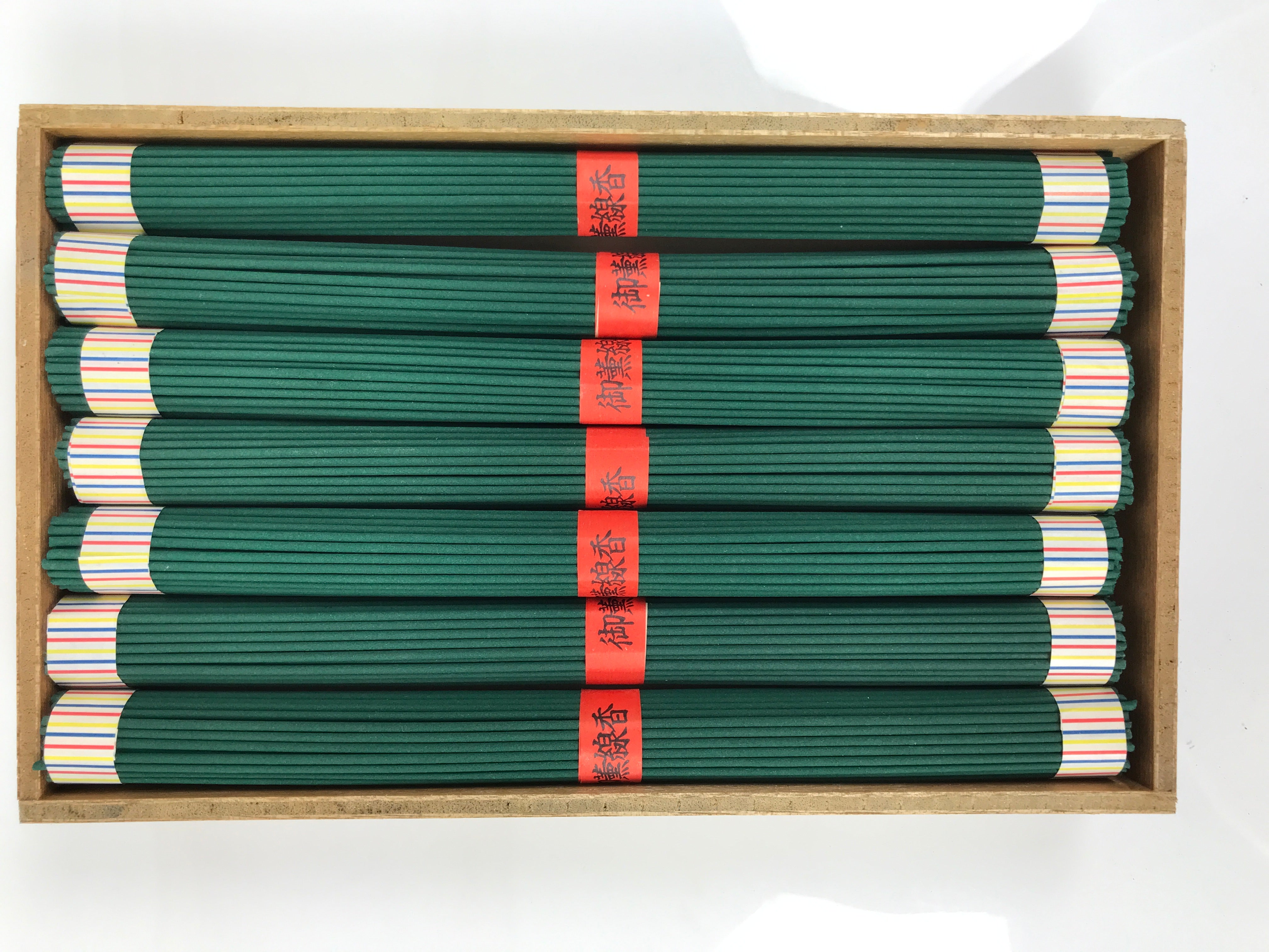 Japanese Buddhist Offer Incense Sticks Senko Vtg Boxed 7 Bundles Green IN19