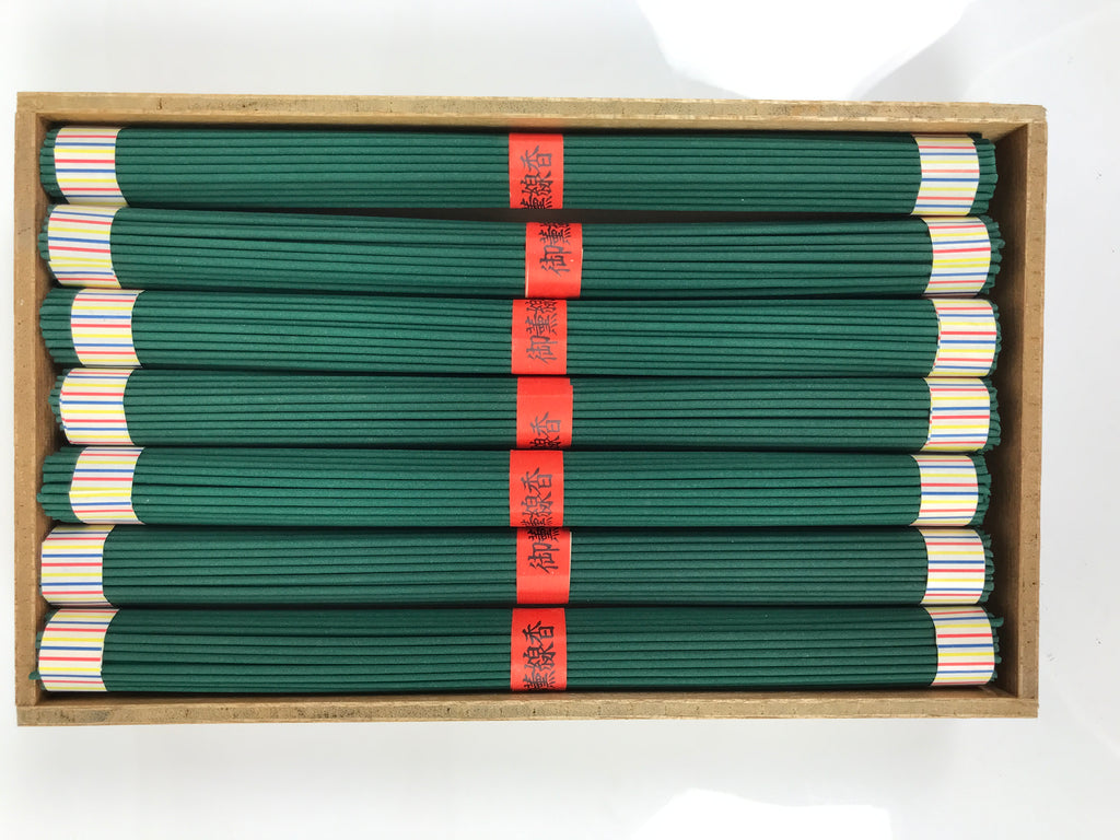 Japanese Buddhist Offer Incense Sticks Senko Vtg Boxed 7 Bundles Green IN19