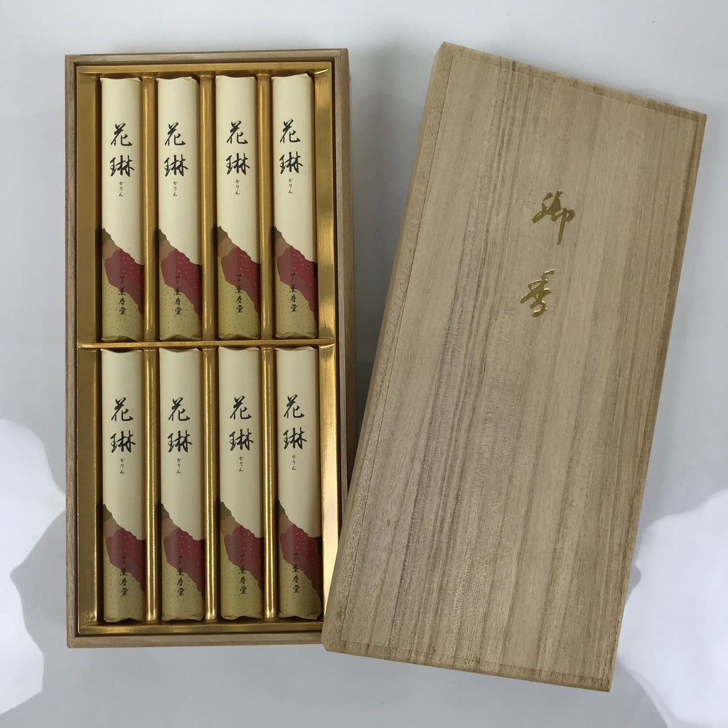 Japanese Buddhist Offer Incense Sticks Senko Vtg Wooden Boxed Brown Karin IN38