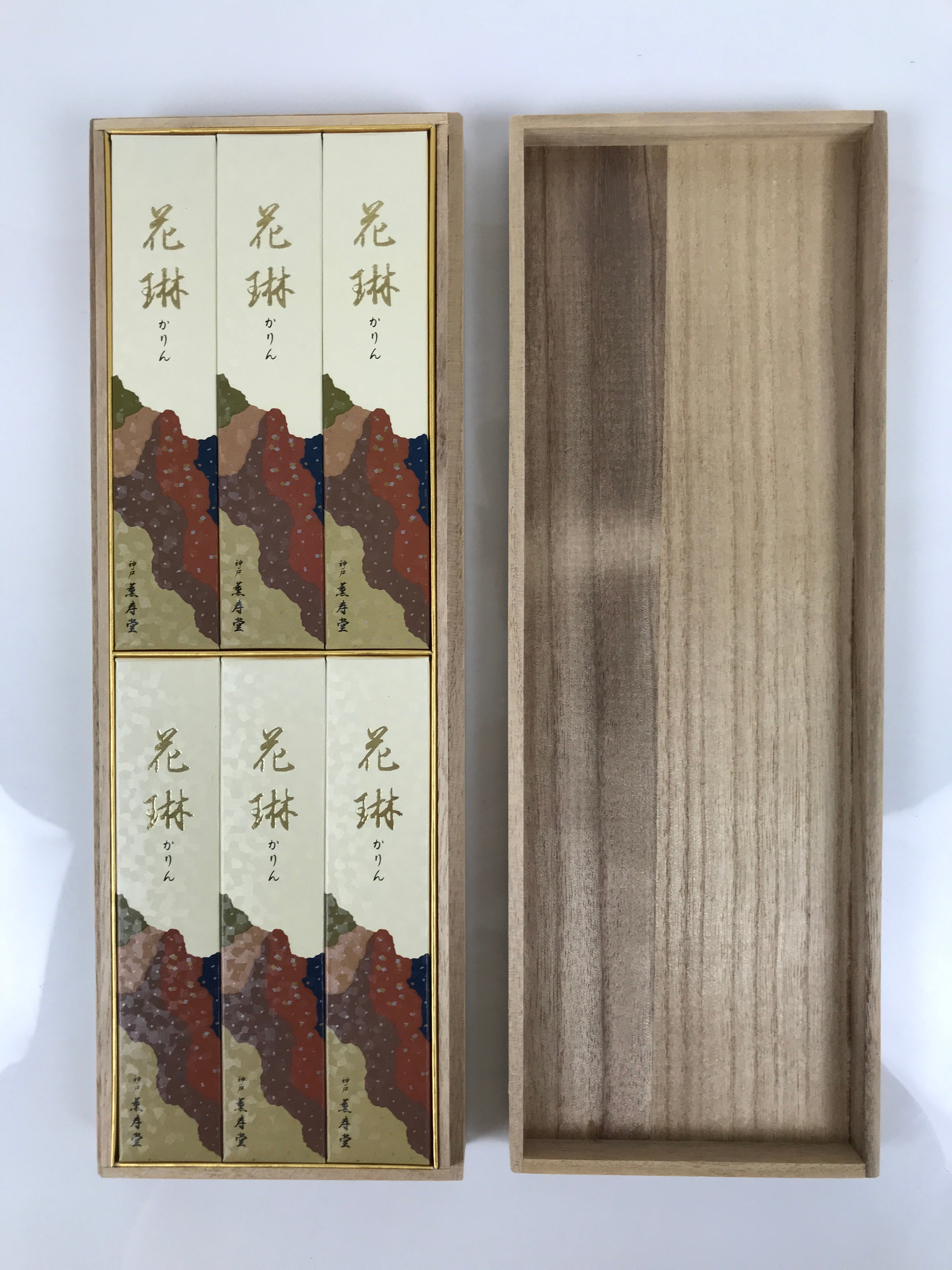 Japanese Buddhist Offer Incense Sticks Senko Vtg Wooden Boxed Brown Karin IN39