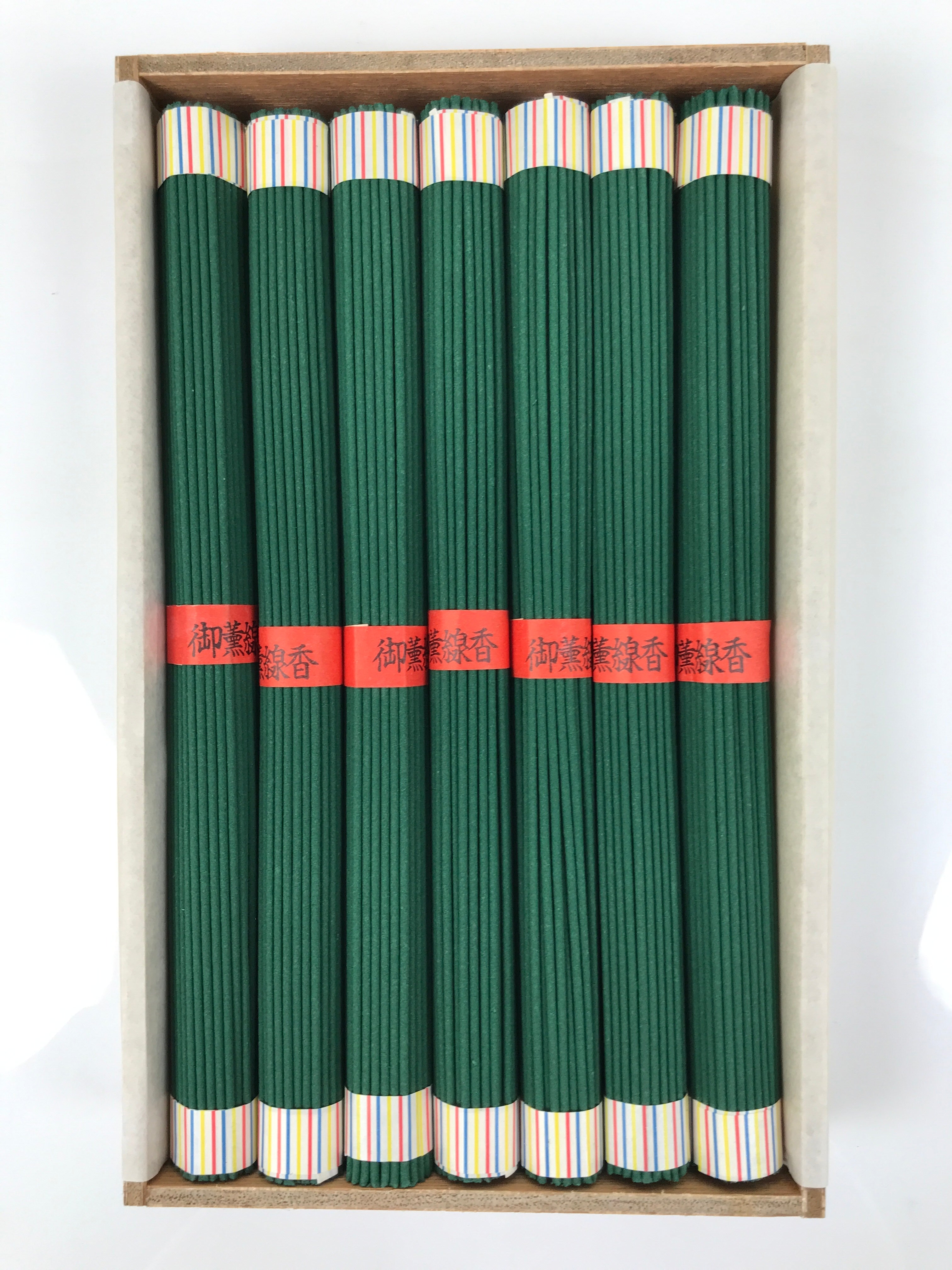 Japanese Buddhist Offer Incense Sticks Senko Vtg Wooden Boxed Green Oko IN42