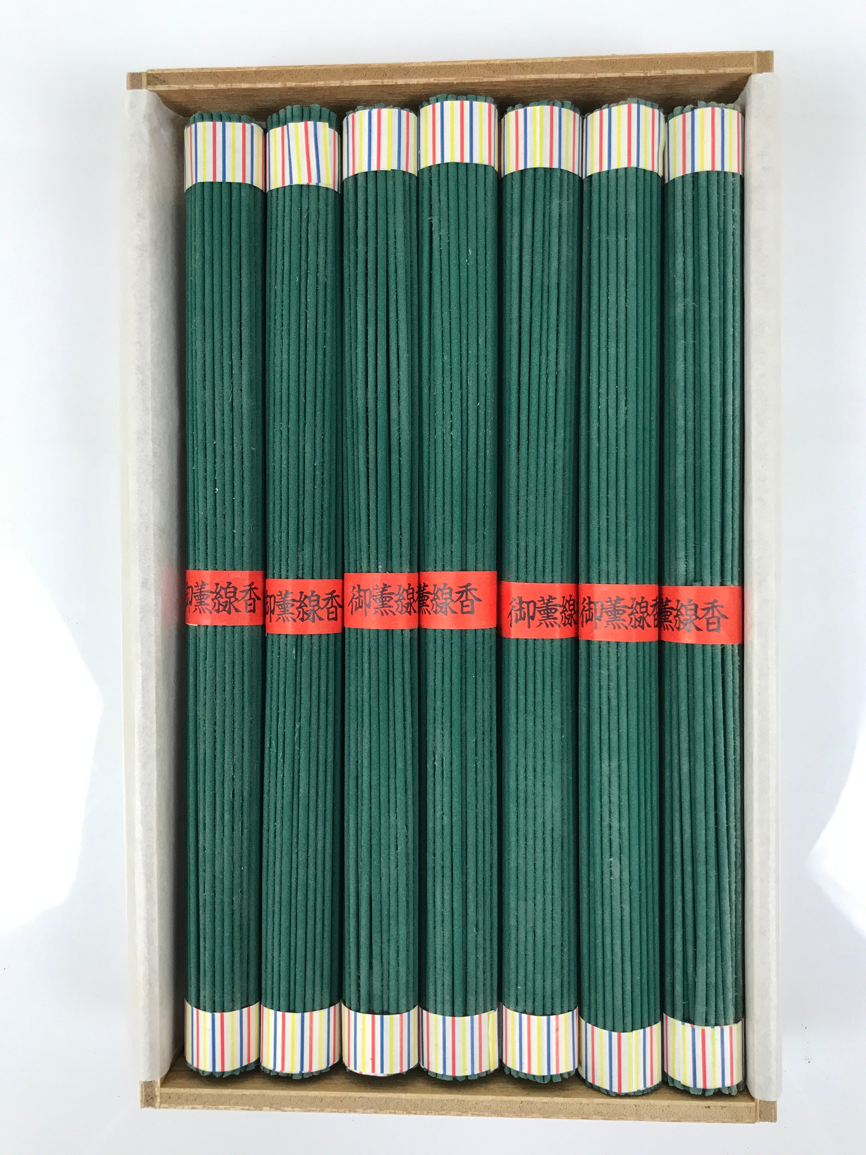 Japanese Buddhist Offer Incense Sticks Senko Vtg Wooden Boxed Green Oko IN43