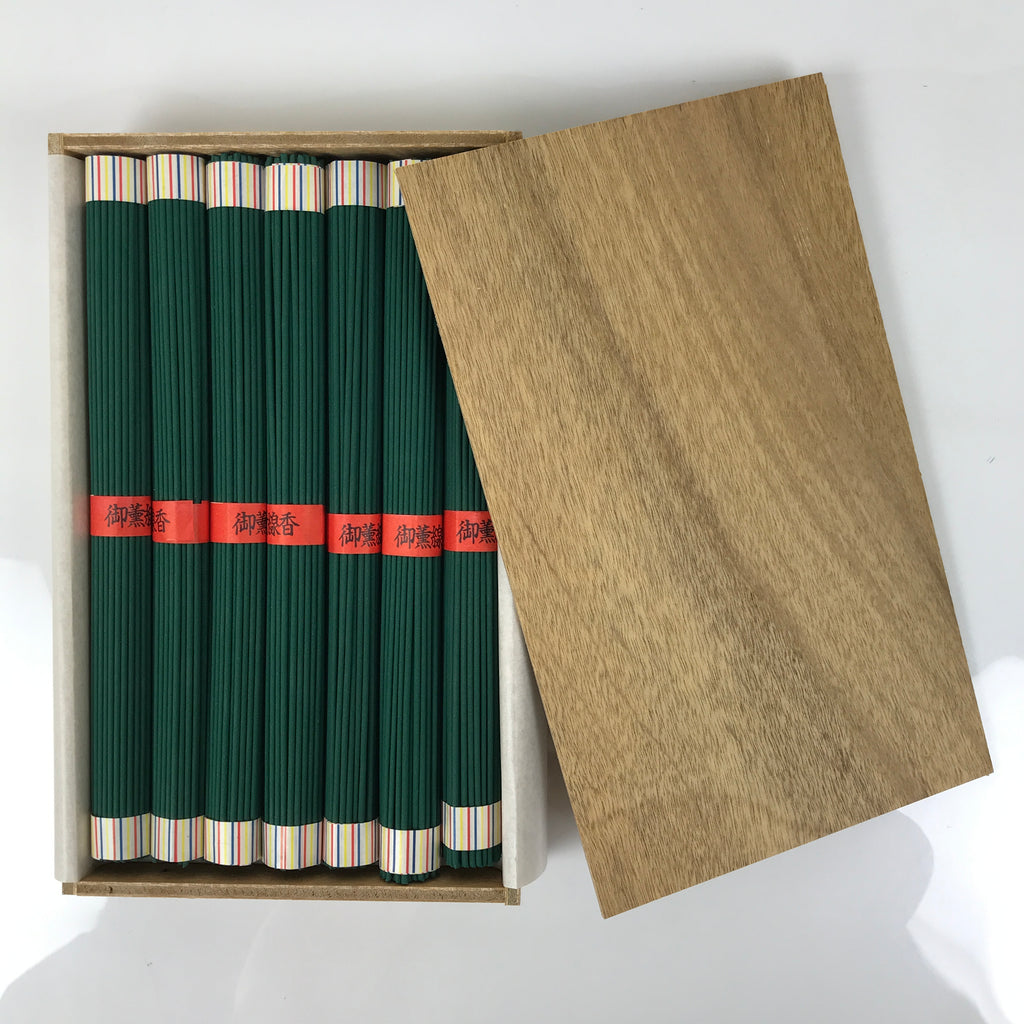 Japanese Buddhist Offer Incense Sticks Senko Vtg Wooden Boxed Green Oko IN45