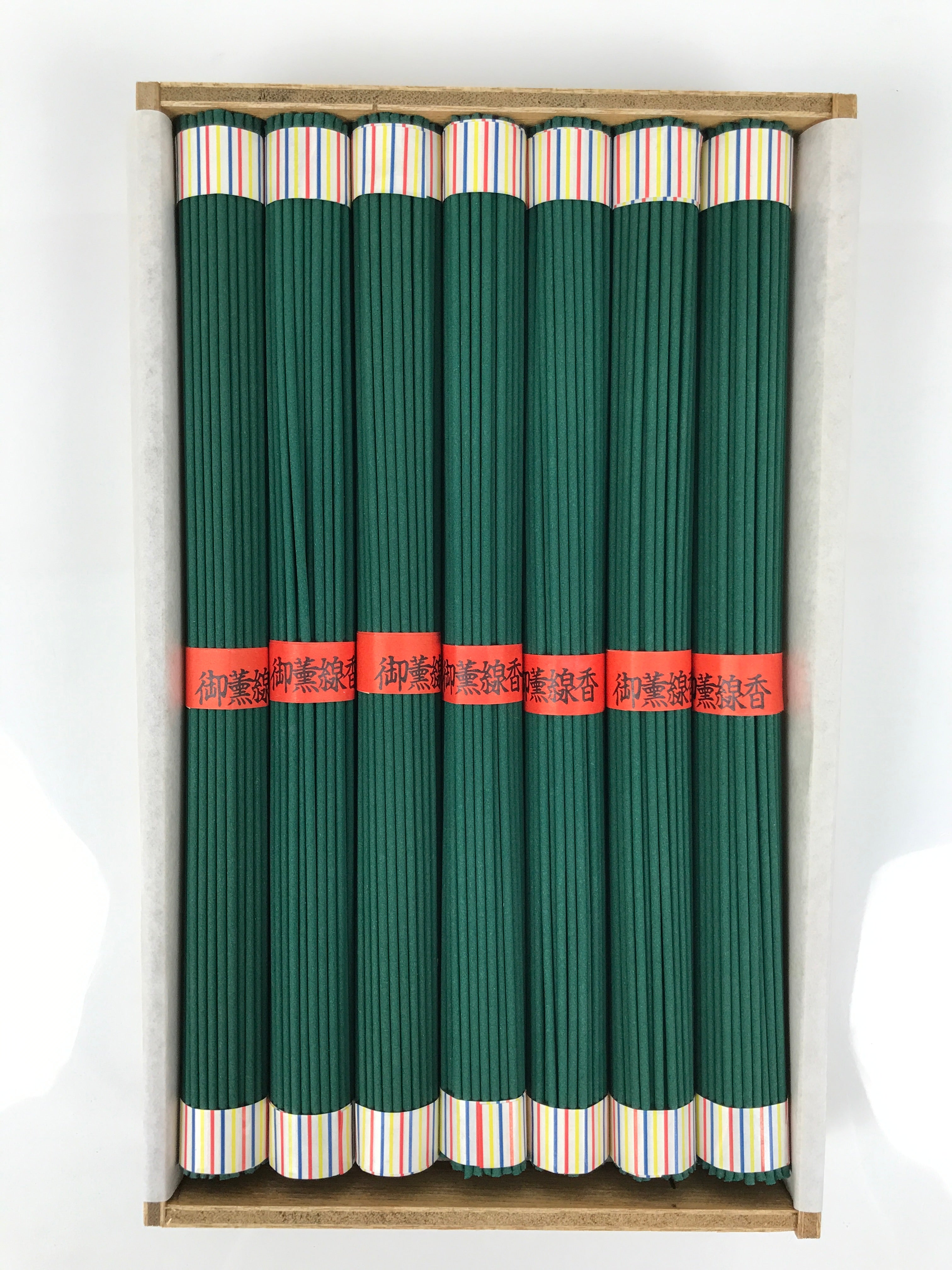 Japanese Buddhist Offer Incense Sticks Senko Vtg Wooden Boxed Green Oko IN48
