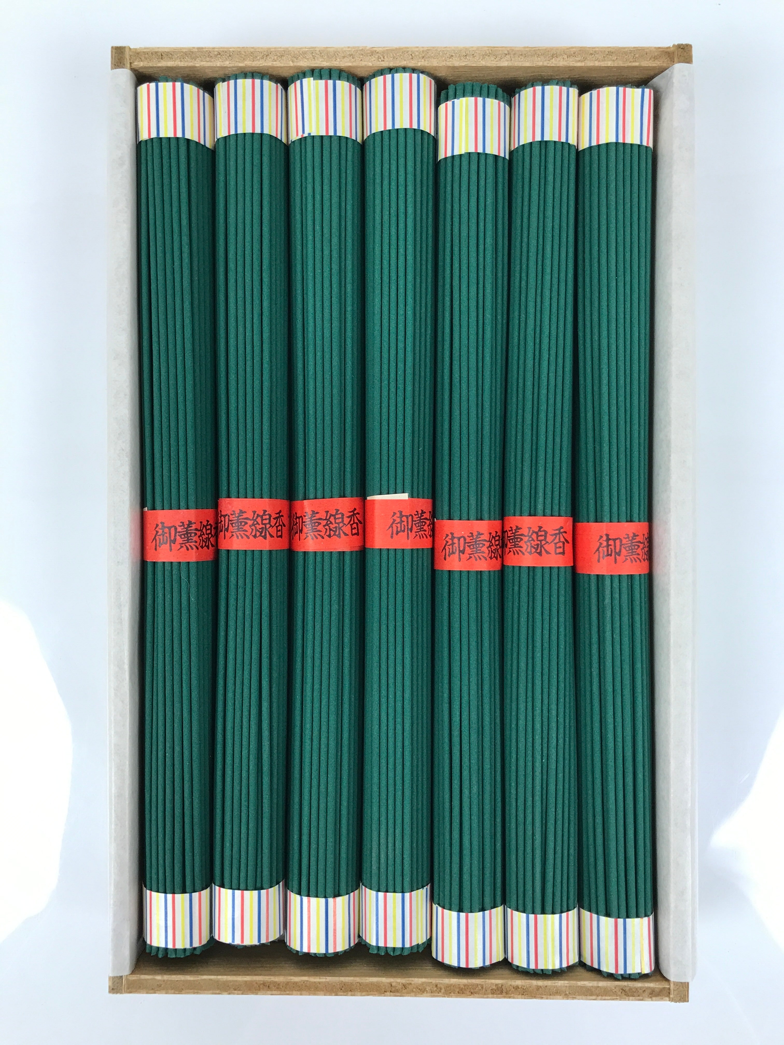 Japanese Buddhist Offer Incense Sticks Senko Vtg Wooden Boxed Green Oko IN49