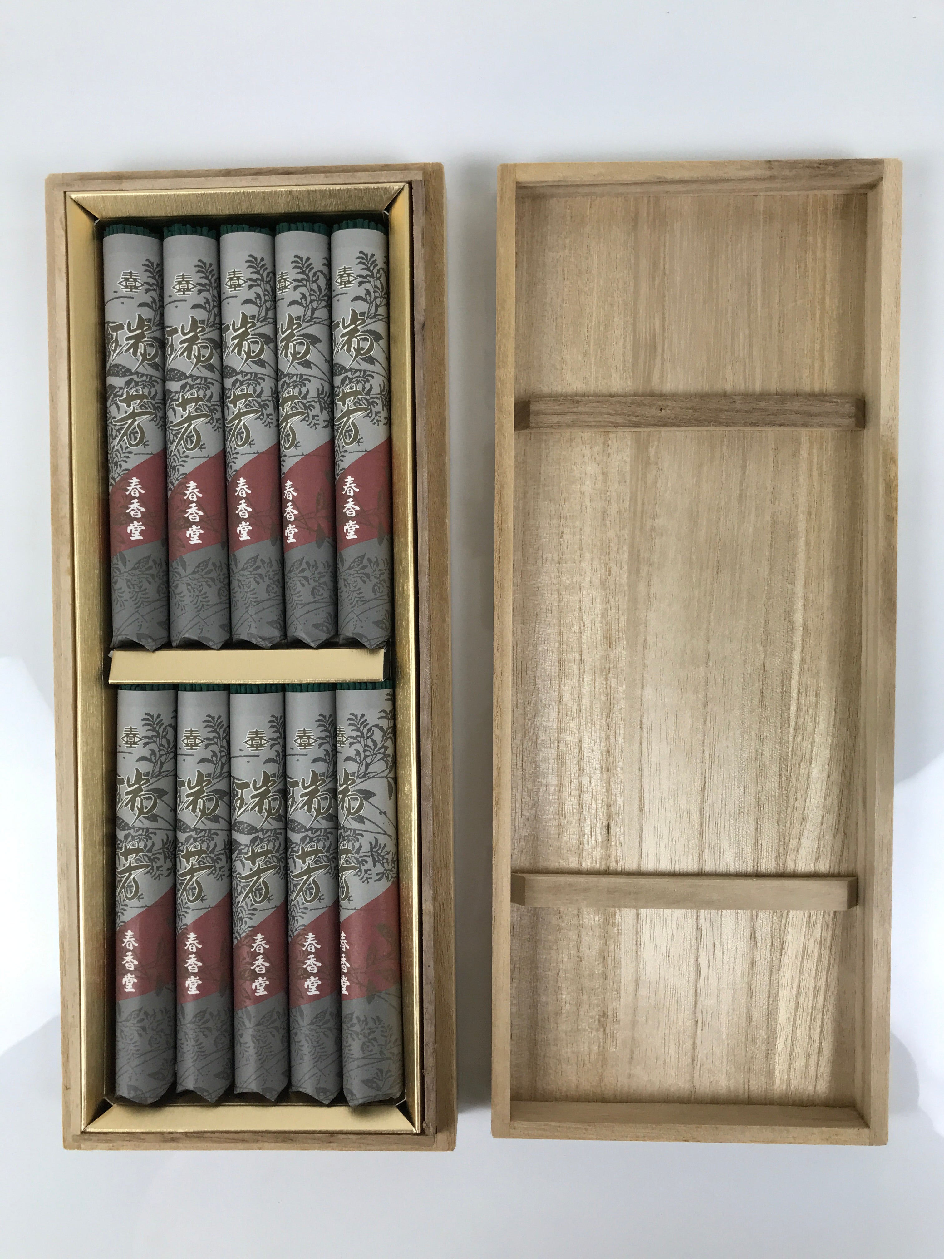 Japanese Buddhist Offer Incense Sticks Senko Vtg Wooden Boxed Green Zuiho IN41