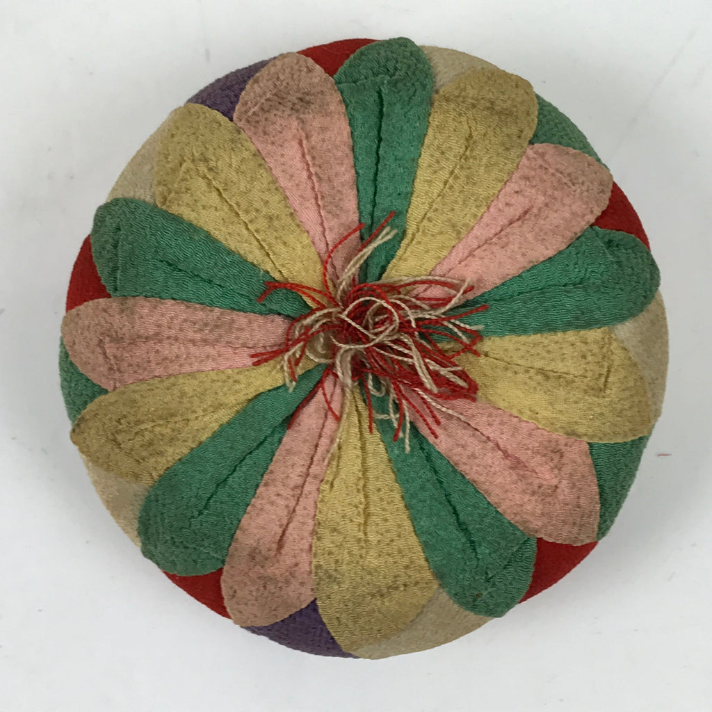 Japanese Buddhist Orin Bell Singing Bowl Fabric Pillow Chirimen Multicolor BA556