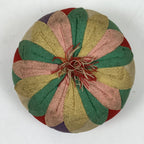 Japanese Buddhist Orin Bell Singing Bowl Fabric Pillow Chirimen Multicolor BA556