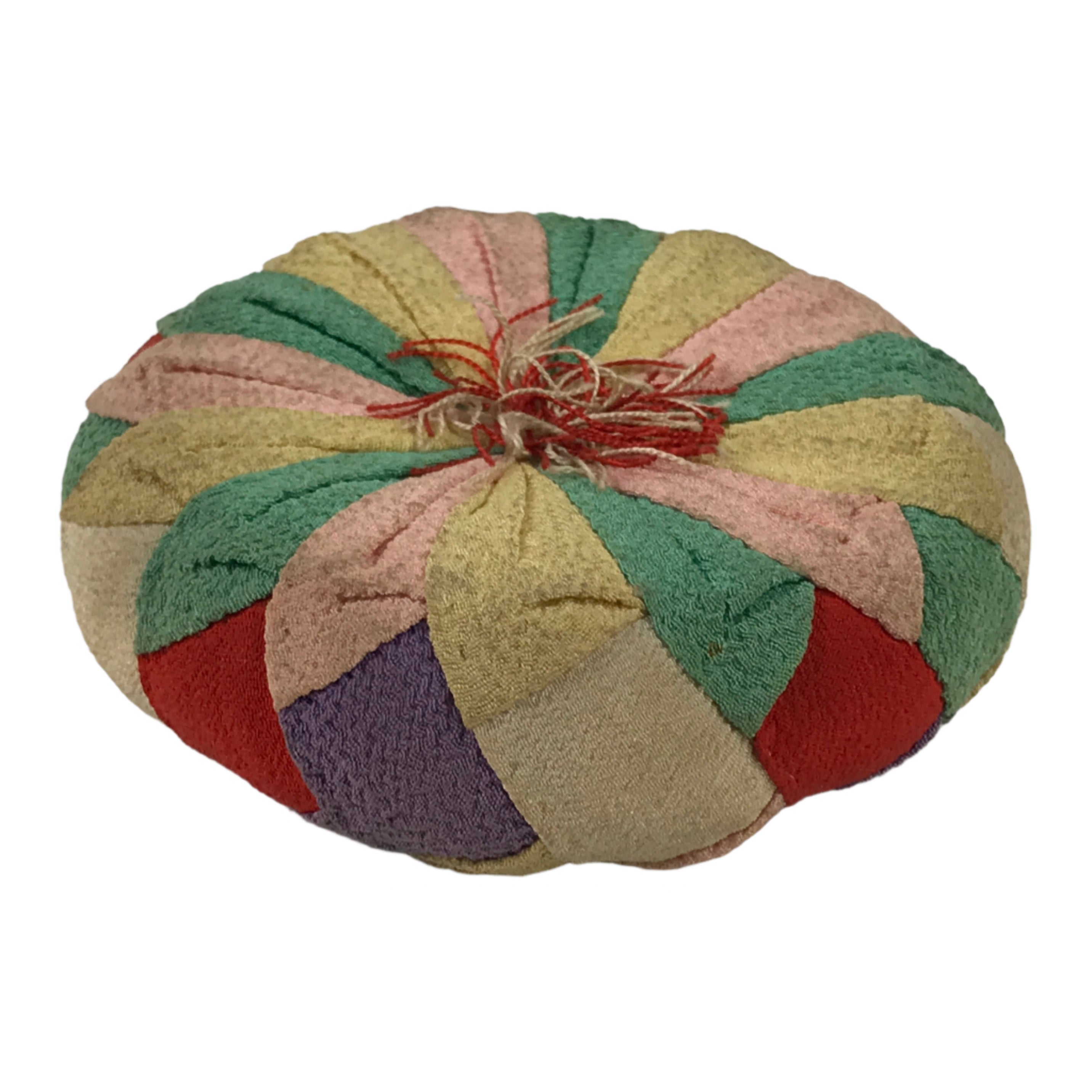 Japanese Buddhist Orin Bell Singing Bowl Fabric Pillow Chirimen Multicolor BA556