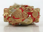 Japanese Buddhist Orin Bell Singing Bowl Fabric Pillow Chrysanthemum Gold BA611