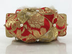 Japanese Buddhist Orin Bell Singing Bowl Fabric Pillow Chrysanthemum Gold BA611