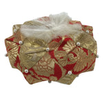 Japanese Buddhist Orin Bell Singing Bowl Fabric Pillow Chrysanthemum Gold BA611