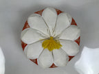 Japanese Buddhist Orin Bell Singing Bowl Fabric Pillow Floral Orange White BA888