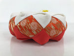 Japanese Buddhist Orin Bell Singing Bowl Fabric Pillow Floral Orange White BA888