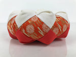 Japanese Buddhist Orin Bell Singing Bowl Fabric Pillow Floral Orange White BA888