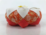 Japanese Buddhist Orin Bell Singing Bowl Fabric Pillow Floral Orange White BA888