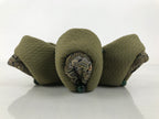 Japanese Buddhist Orin Bell Singing Bowl Fabric Pillow Green Flower Beads BA613