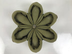Japanese Buddhist Orin Bell Singing Bowl Fabric Pillow Green Flower Beads BA613