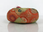 Japanese Buddhist Orin Bell Singing Bowl Fabric Pillow Kikko Green Orange BA886