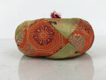 Japanese Buddhist Orin Bell Singing Bowl Fabric Pillow Kikko Green Orange BA886