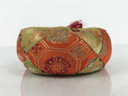 Japanese Buddhist Orin Bell Singing Bowl Fabric Pillow Kikko Green Orange BA886
