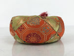 Japanese Buddhist Orin Bell Singing Bowl Fabric Pillow Kikko Green Orange BA886