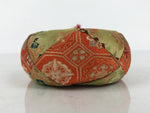 Japanese Buddhist Orin Bell Singing Bowl Fabric Pillow Kikko Green Orange BA886