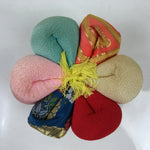 Japanese Buddhist Orin Bell Singing Bowl Fabric Pillow Multicolor Chirimen BA545