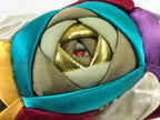 Japanese Buddhist Orin Bell Singing Bowl Fabric Pillow Multicolor Floral BA547