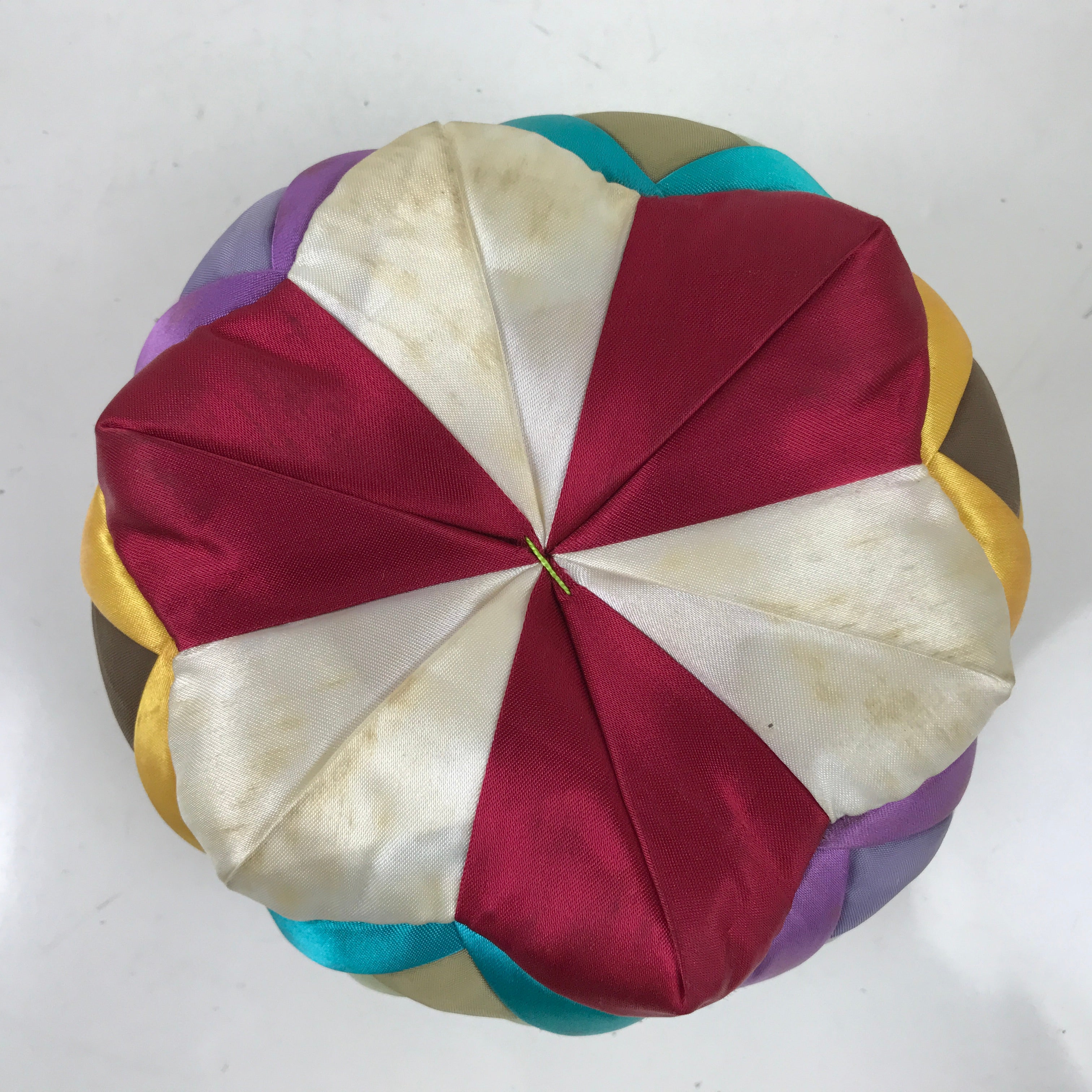 Japanese Buddhist Orin Bell Singing Bowl Fabric Pillow Multicolor Floral BA547