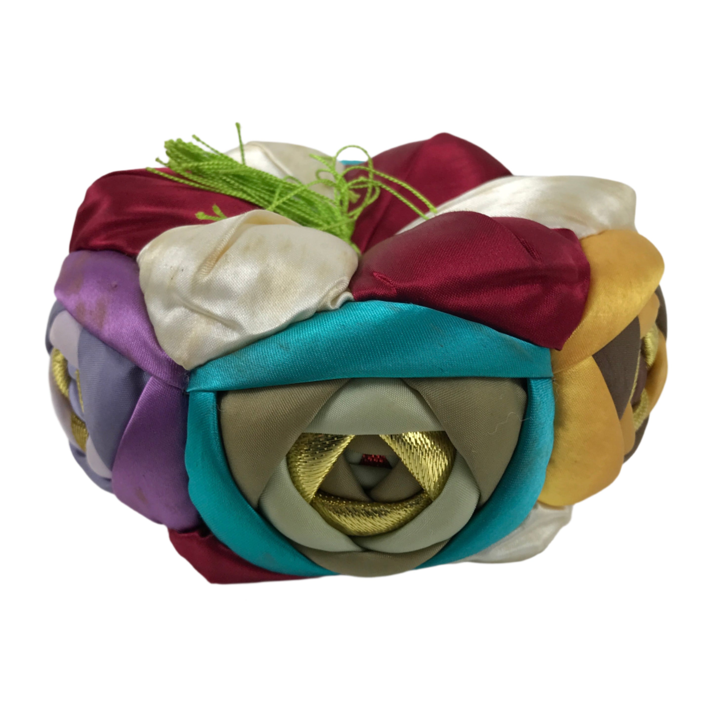 Japanese Buddhist Orin Bell Singing Bowl Fabric Pillow Multicolor Floral BA547