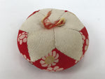 Japanese Buddhist Orin Bell Singing Bowl Fabric Pillow Red Chrysanthemum BA894