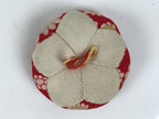 Japanese Buddhist Orin Bell Singing Bowl Fabric Pillow Red Chrysanthemum BA894