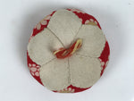 Japanese Buddhist Orin Bell Singing Bowl Fabric Pillow Red Chrysanthemum BA894