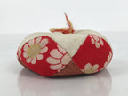 Japanese Buddhist Orin Bell Singing Bowl Fabric Pillow Red Chrysanthemum BA894