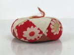 Japanese Buddhist Orin Bell Singing Bowl Fabric Pillow Red Chrysanthemum BA894