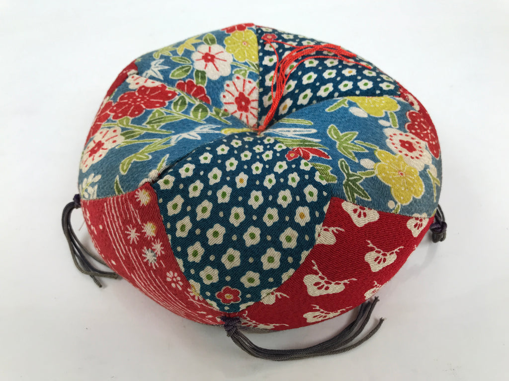 Japanese Buddhist Orin Bell Singing Bowl Fabric Pillow Shochikubai Floral BA889