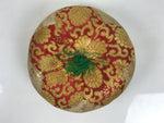 Japanese Buddhist Orin Bell Singing Bowl Fabric Pillow Vtg Beige Red Gold BA891