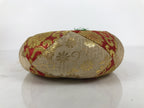 Japanese Buddhist Orin Bell Singing Bowl Fabric Pillow Vtg Beige Red Gold BA891