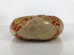 Japanese Buddhist Orin Bell Singing Bowl Fabric Pillow Vtg Beige Red Gold BA891